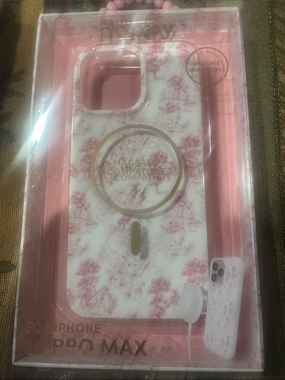 Pink Floral MagSafe-Compatible iPhone 16 Pro Max Case